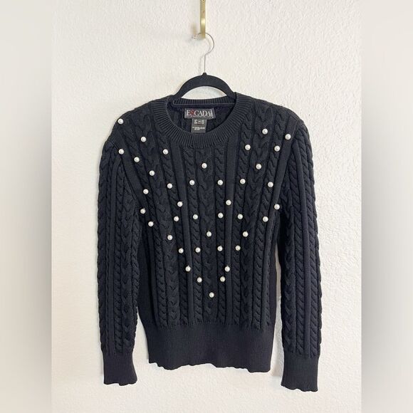 Vintage Escada Pearl Cableknit Dark Academia Chanel inspired Sweater - Picture 1 of 6